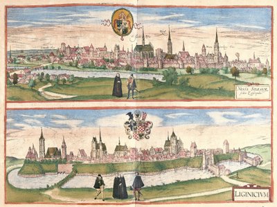 Nysa and Legnica (Lignica), Poland by Georg Braun and Hogenberg Franz