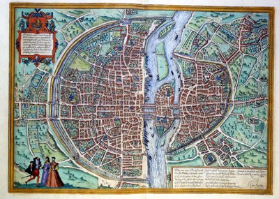 View of the City of Paris at the End of the 16th Century. Atlas de Braun & Hogenberg, Amsterdam by Georg Braun and Hogenberg Franz