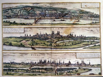 Views of three cities in Germany: Heidelberg, Spire, Worms by Georg Braun and Hogenberg Franz