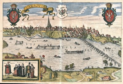 Warsaw, Poland (engraving) by Georg Braun and Hogenberg Franz