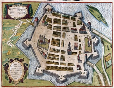 Zamosc, Poland by Georg Braun and Hogenberg Franz