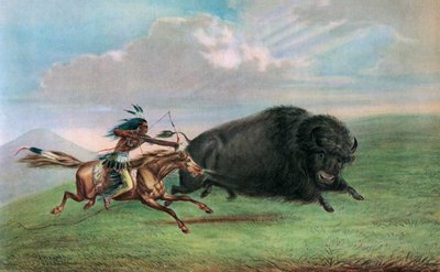 Print after Buffalo Hunt by George (after) Catlin