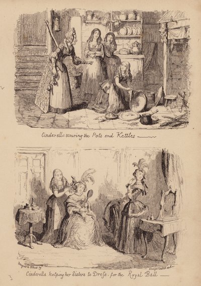 Cinderella and the Glass Slipper by George (after) Cruikshank