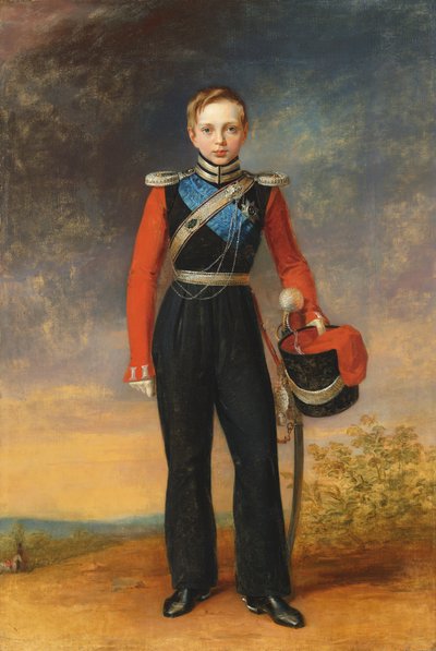 Portrait of Tsesarevich Alexander Nikolaevich in the uniform of the Leib Guard Black Sea Cossack squadron by George (after) Dawe