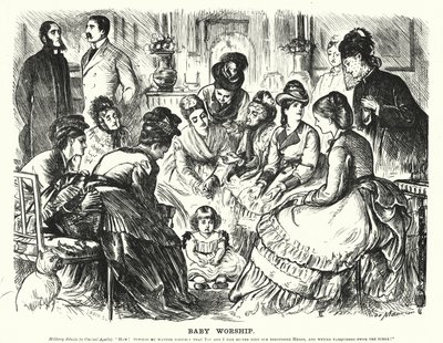 Punch cartoon: Baby Worship by George (after) Du Maurier