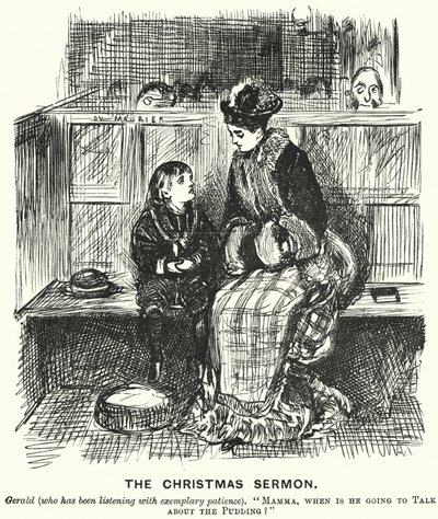 Punch Cartoon: The Christmas Sermon by George (after) Du Maurier
