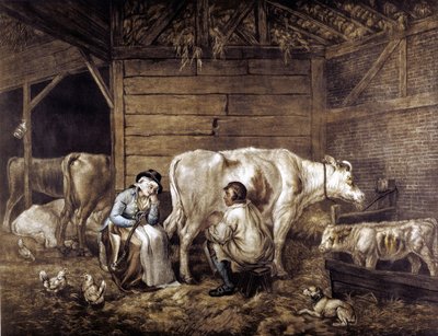 The Cowshed by George (after) Morland