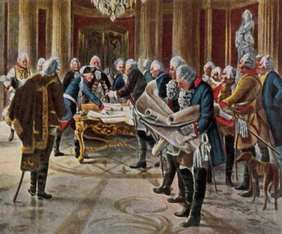 Frederick the Great Holds a War Council with His Generals, August 1756 by George (after) Schobel