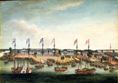 The Hongs at Canton, before 1820 by George (follower of) Chinnery