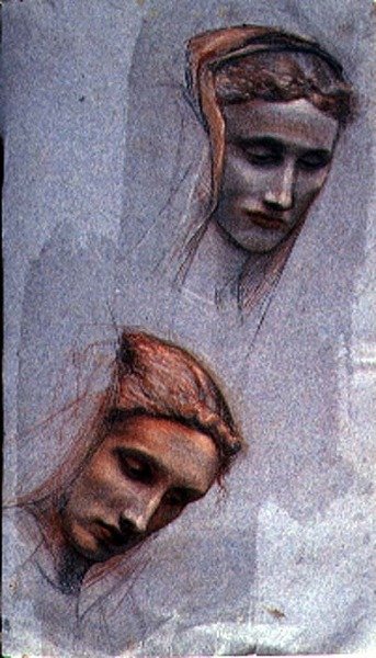 A study of the reclined head of a Lady by George 9th Earl of Carlisle Howard