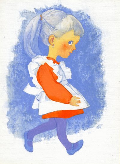 Little Girl with Apron, 1970s by George Adamson