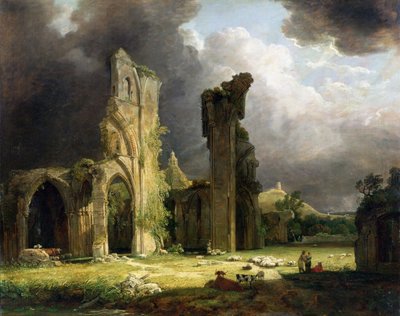 Glastonbury Abbey with the Tor beyond by George Arnald