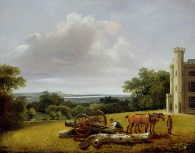 Loading a Timber Wagon at Cave Castle, Yorkshire by George Arnald