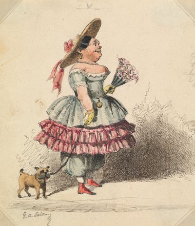 Grotesque Maiden with Dog by George Augustus Sala