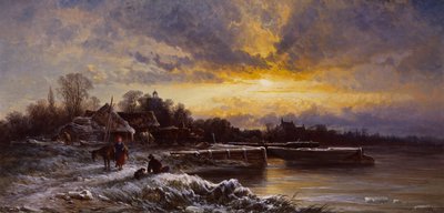 A Winter Landscape, Evening by George Augustus Williams