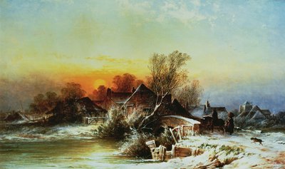 Winter Evening on the Mole, Surrey by George Augustus Williams