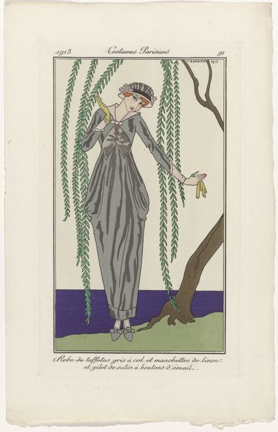 Journal des Dames et des Modes, Costumes Parisiens, 1913, No. 91: Taffeta Dress by George Barbier