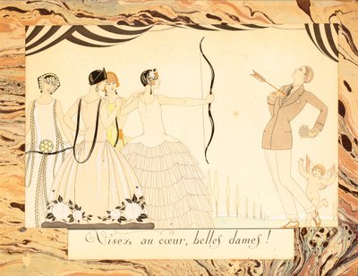 Aim for the Heart, Beautiful Ladies! From The Happiness of the Day or, The Graces in Fashion by George Barbier