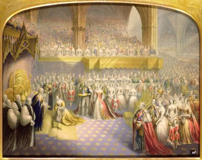 Her Most Gracious Majesty Queen Victoria receiving the Sacrament at her Coronation, 28th June 1838 by George Baxter