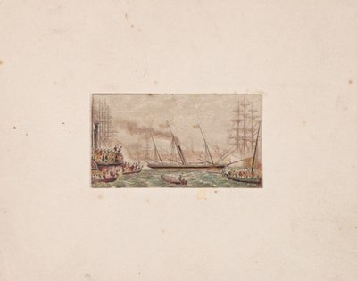 Needle-box Print: The Royal Fleet in Kilkenny Bay (?) by George Baxter