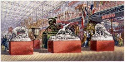 Sculptures - Interior View of the Great Exhibition by George Baxter