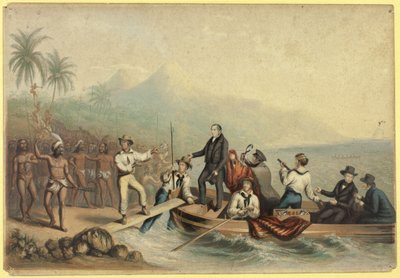 The Reception of the Rev. J. Williams at Tanna in the South Seas, the Day Before He was Massacred by George Baxter