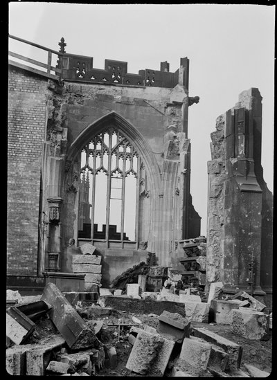 Bomb Damage to Manchester Cathedral, Greater Manchester, c. 1940s by George Bernard Mason