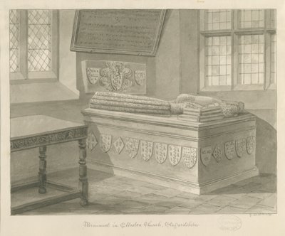 Ellastone Church - Monument to Sir John Fleetwood, 1841 by George Buckler