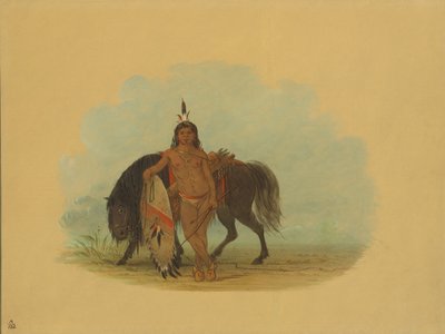 A Cheyenne Warrior Resting His Horse by George Catlin