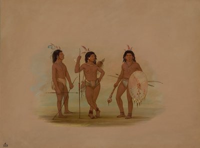 A Puelchee Chief and Two Young Warriors by George Catlin
