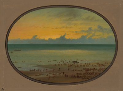 A Whale Ashore - Klahoquat by George Catlin