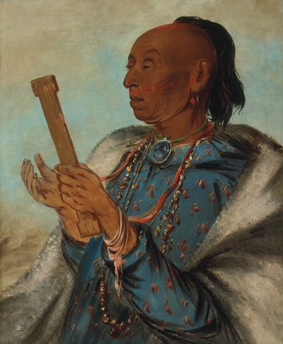 Ah-tón-we-tuck, Cock Turkey, Repeating His Prayer by George Catlin
