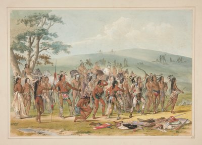 Archery of the Mandans, pl. 24 from the North American Indian Portfolio by George Catlin