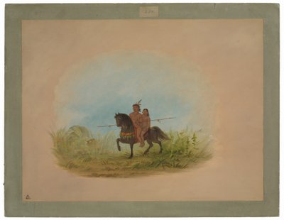 Bride and Groom on Horseback - Connibo by George Catlin