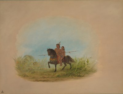 Bride and Groom on Horseback - Connibo by George Catlin