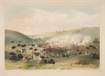 Buffalo Hunt, Surround, Plate 9 from the North American Indian Portfolio by George Catlin