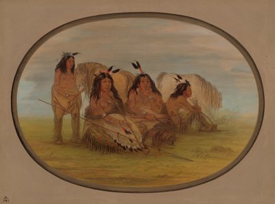 Camanchee Chief with Three Warriors, 1861-1869 by George Catlin