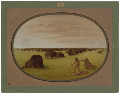 Catlin and Indian Attacking Buffalo by George Catlin
