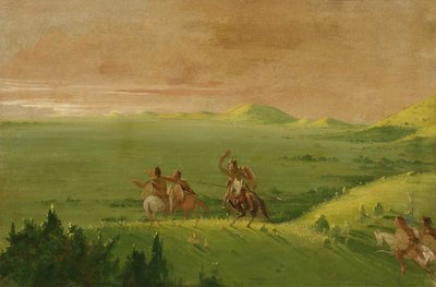 Comanche War Party, Chief Discovering the Enemy and Urging his Men at Sunrise, 1834-1835 by George Catlin
