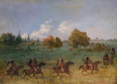 Comanche War Party on the March, Fully Equipped, 1846-1848 by George Catlin
