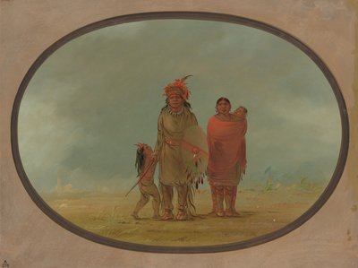 Copper Chief, His Wife, and Children by George Catlin