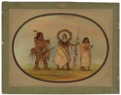 Crow Chief, His Wife, and a Warrior by George Catlin