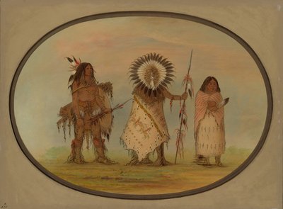 Crow Chief, His Wife, and a Warrior by George Catlin