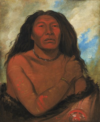 Duhk-gits-o-ó-see, Red Bear, a Distinguished Warrior by George Catlin