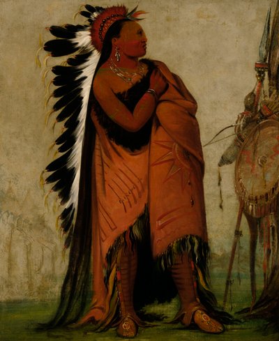 Eé-hee-a-duck-cée-a, He Who Ties His Hair Before by George Catlin