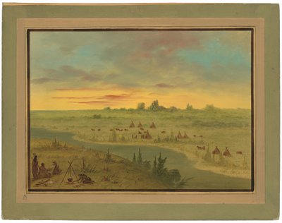 Encampment of Pawnee Indians at Sunset by George Catlin