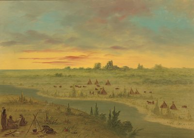 Encampment of Pawnee Indians at Sunset by George Catlin