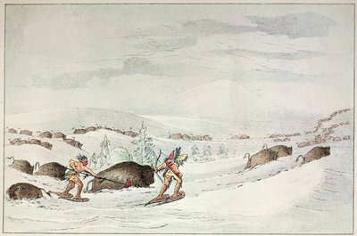 Hunting Buffalo on Snow-Shoes by George Catlin