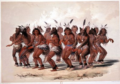 Indian Bear Dance - Lithography by Georges Catlin by George Catlin