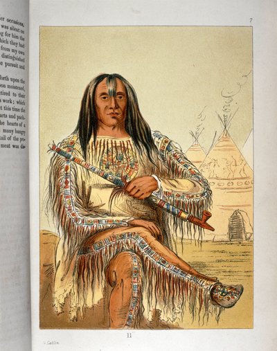 Indian Blackfoot Chief with Pipe by George Catlin
